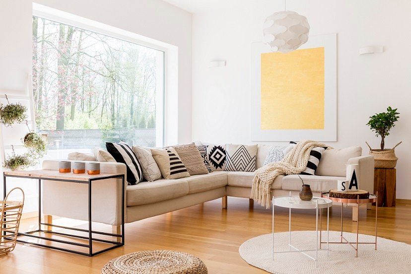 Home 75 Bright family living room designed through modern residential interior design solutions.
