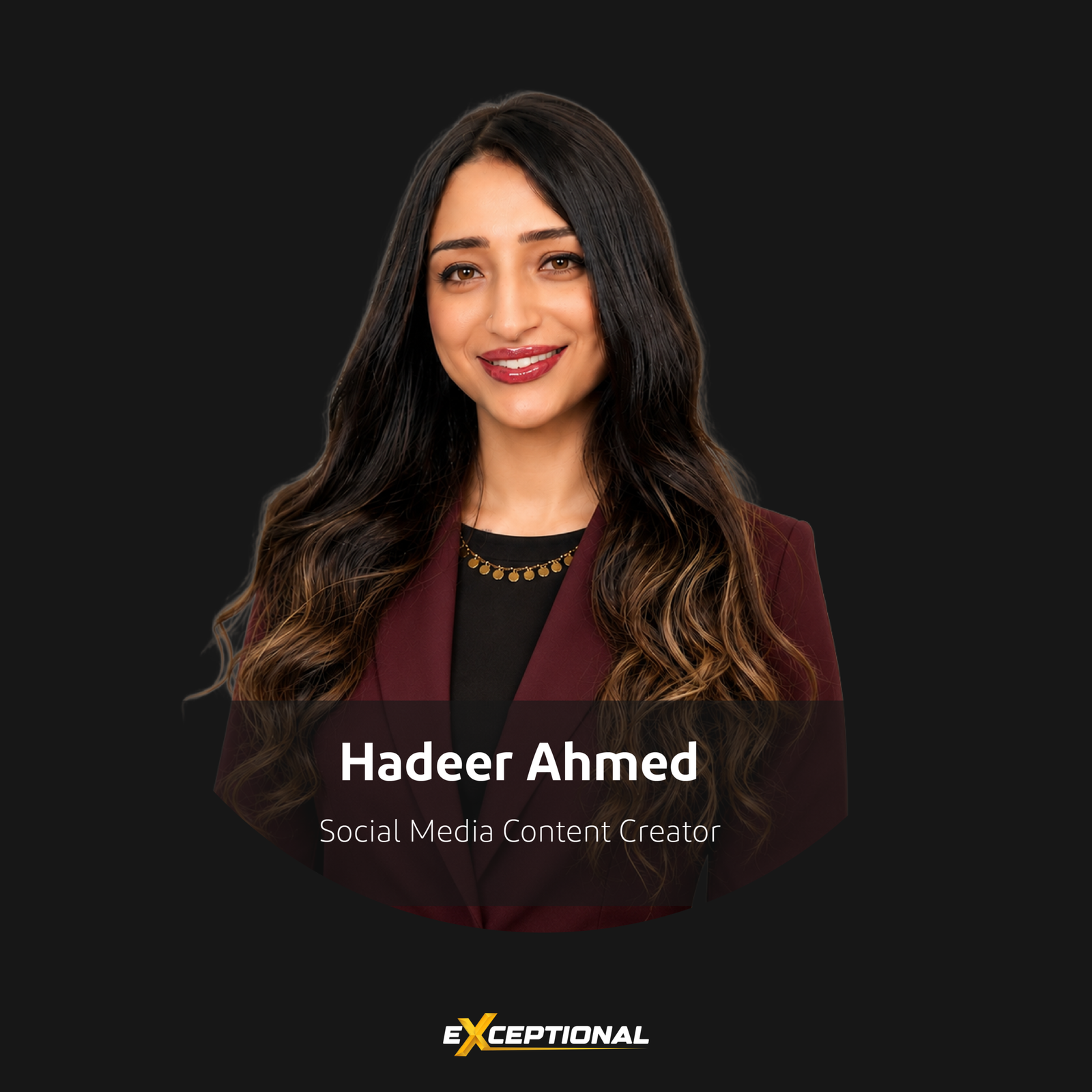 Hadeer Ahmed, Social Media Content Creator at Exceptional PM, producing digital marketing and brand content.