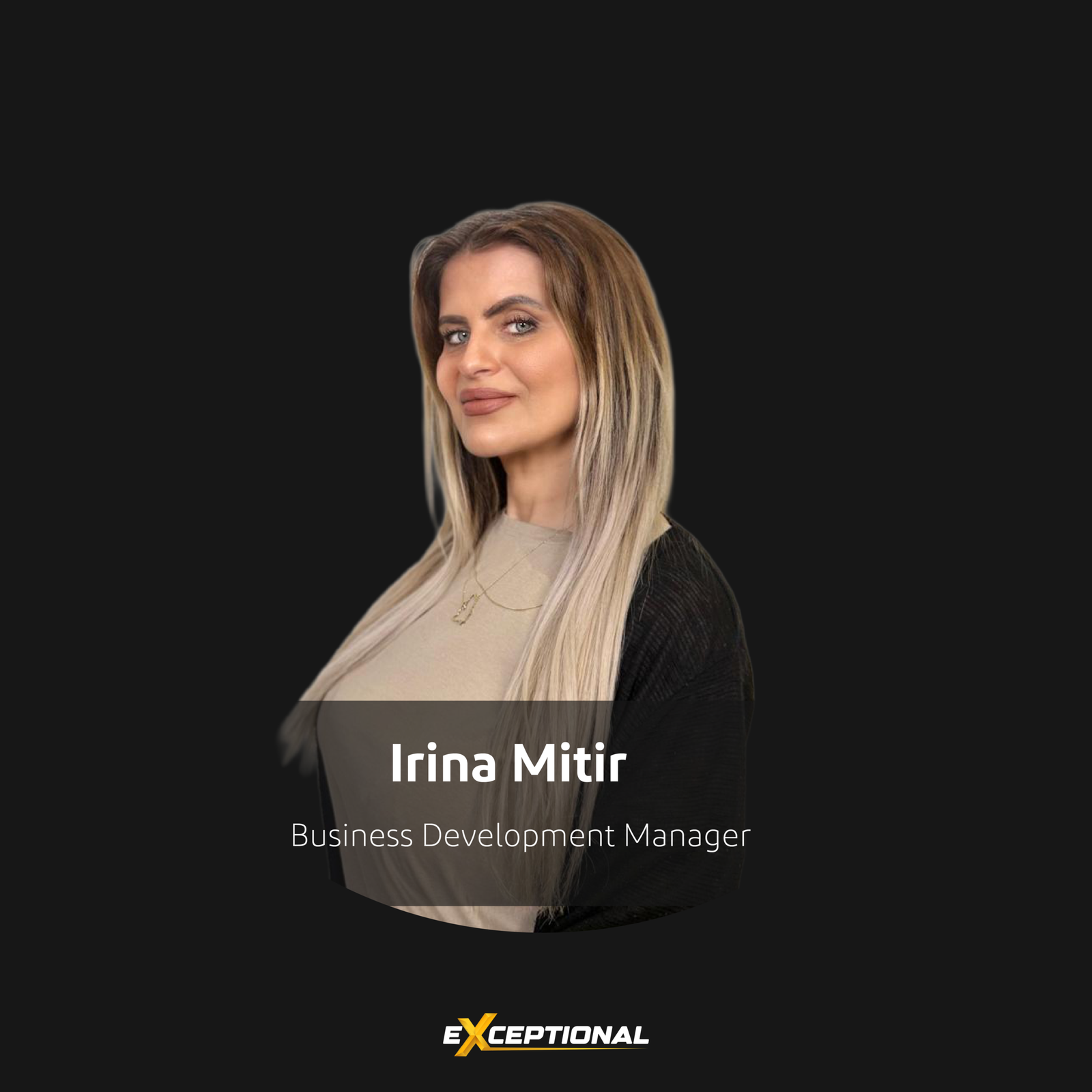 Irina Mitri, Business Development Manager at Exceptional PM, developing client relationships and business growth.