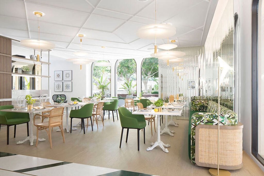 Main dining area at Shababeek Restaurant following the completed restaurant fit-out project by Exceptional PM in Dubai.