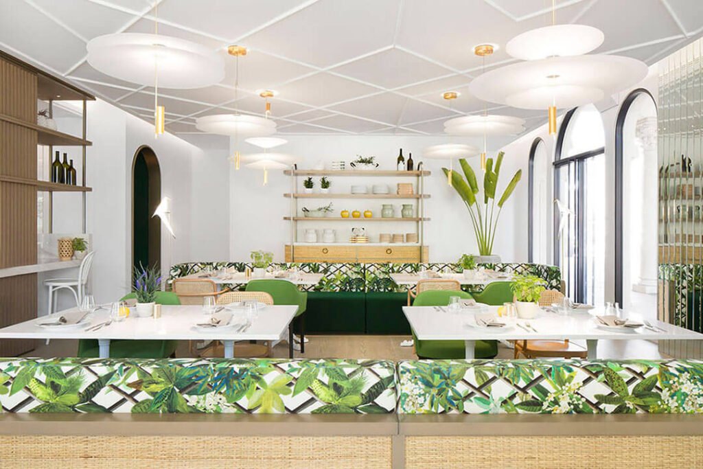 Restaurant service counter completed with bespoke finishes and hospitality fit-out solutions by Exceptional PM.