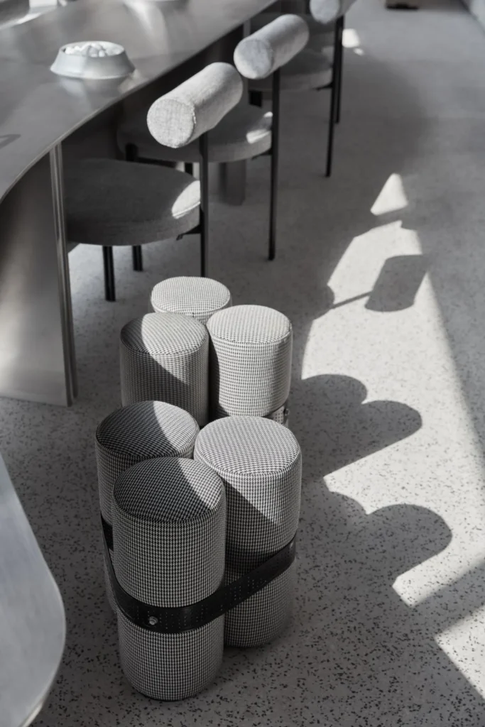 Custom café furniture installed as part of a commercial cafe fit-out project by Exceptional PM.