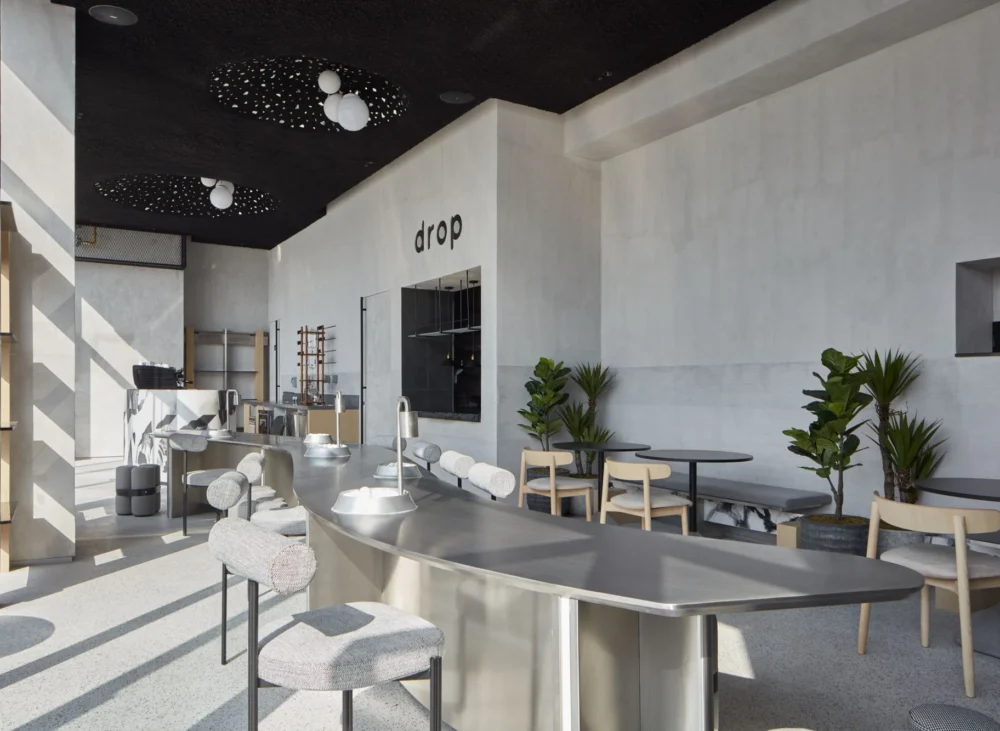 Cafe Fit-Out for Drop Coffee specialty café completed by Exceptional PM, featuring modern café interior design, commercial fit-out, and project management.